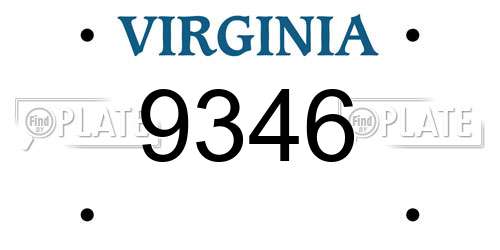 9346 Virginia License Plate