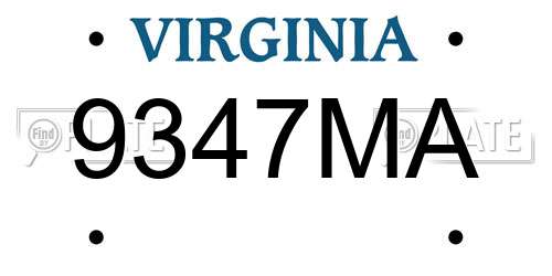 9347MA Virginia License Plate