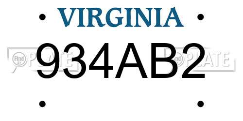 934AB2 Virginia License Plate