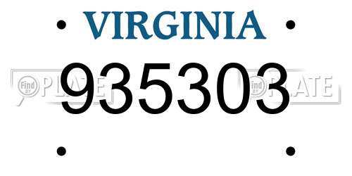 935303 Virginia License Plate