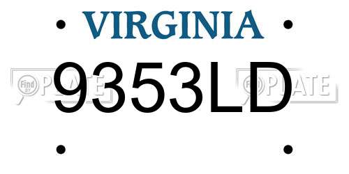 9353LD Virginia License Plate