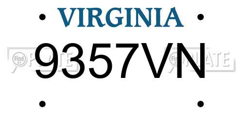 9357VN Virginia License Plate
