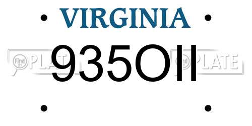 935OII Virginia License Plate
