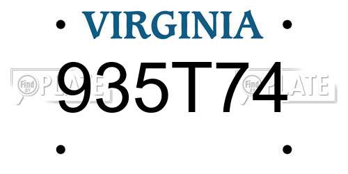 935T74 Virginia License Plate