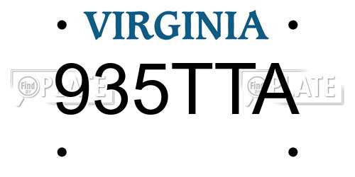 935TTA Virginia License Plate