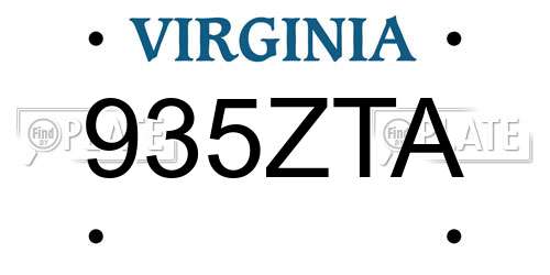 935ZTA Virginia License Plate