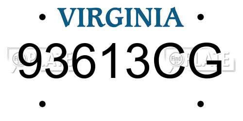 93613CG Virginia License Plate