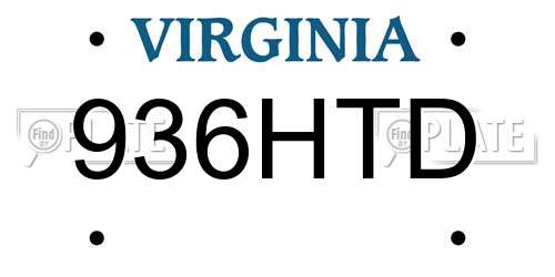 936HTD Virginia License Plate