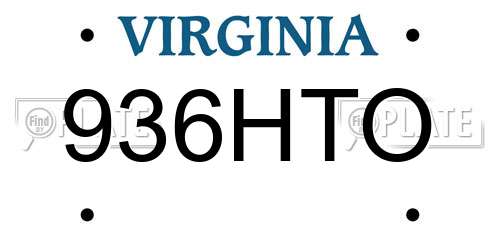 936HTO Virginia License Plate
