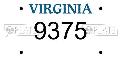 9375 Virginia License Plate