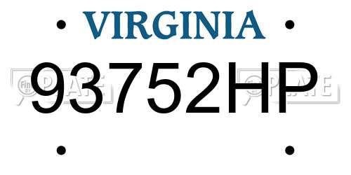 93752HP Virginia License Plate