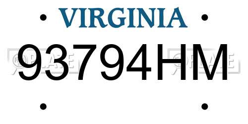 93794HM Virginia License Plate