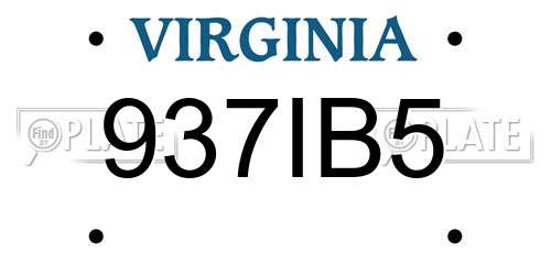 937IB5 Virginia License Plate