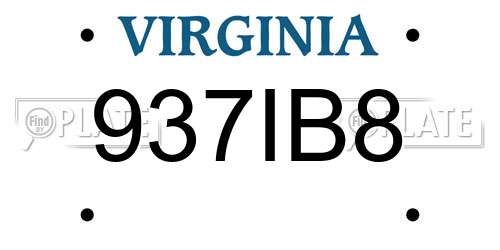 937IB8 Virginia License Plate