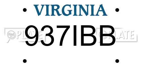 937IBB Virginia License Plate