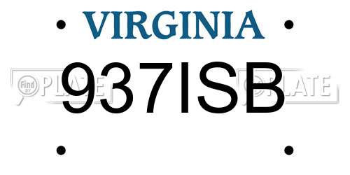 937ISB Virginia License Plate