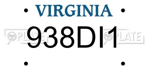 938DI1 Virginia License Plate
