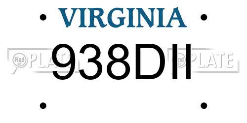938DII Virginia License Plate