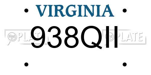 938QII Virginia License Plate