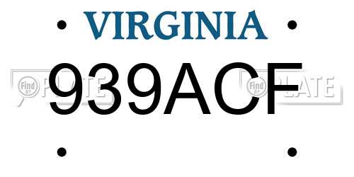 939ACF Virginia License Plate
