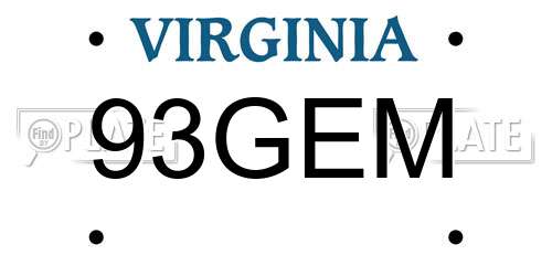 93GEM Virginia License Plate