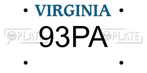 93PA Virginia License Plate