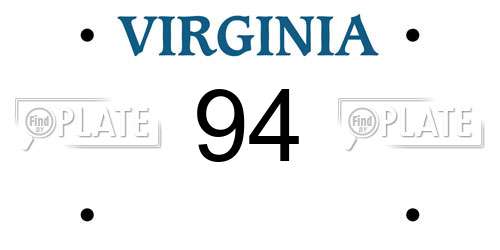 94 Virginia License Plate