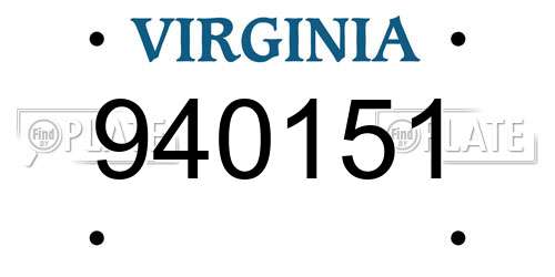 940151 Virginia License Plate