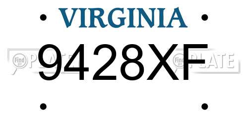 9428XF Virginia License Plate