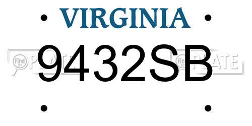 9432SB Virginia License Plate
