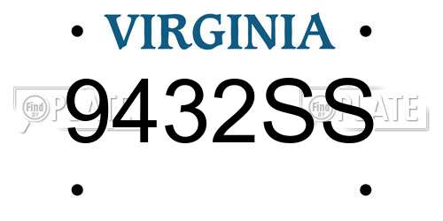 9432SS Virginia License Plate