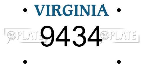 9434 Virginia License Plate