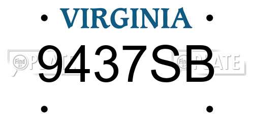 9437SB Virginia License Plate