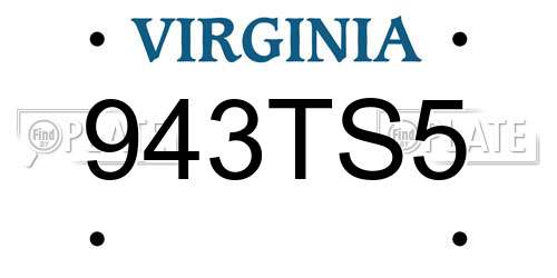 943TS5 Virginia License Plate
