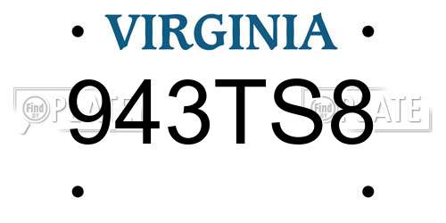 943TS8 Virginia License Plate