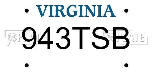943TSB Virginia License Plate