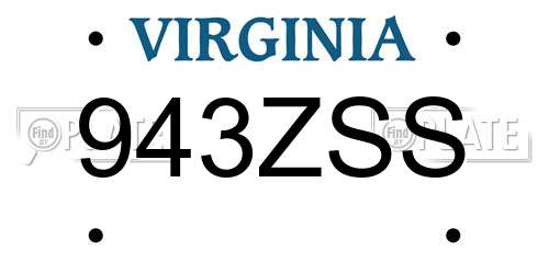 943ZSS Virginia License Plate