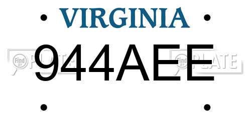 944AEE Virginia License Plate