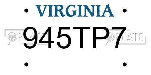 945TP7 Virginia License Plate
