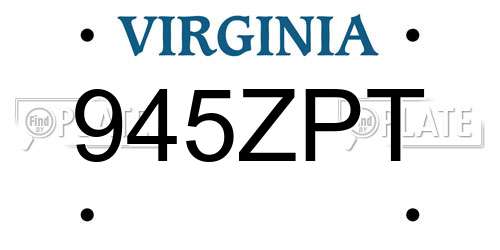 945ZPT Virginia License Plate