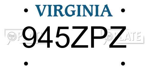 945ZPZ Virginia License Plate
