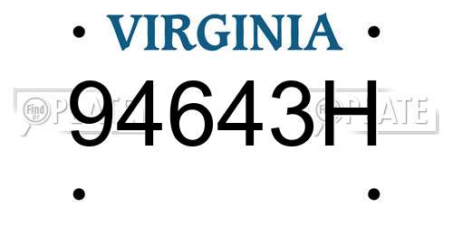 94643H Virginia License Plate