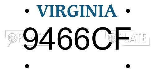 9466CF Virginia License Plate
