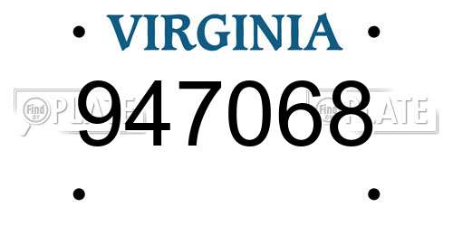 947068 Virginia License Plate