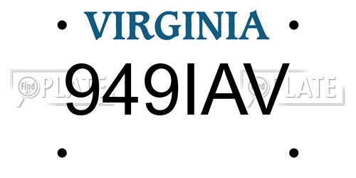 949IAV Virginia License Plate