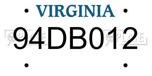 94DB012 Virginia License Plate