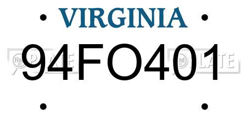 94FO401 Virginia License Plate