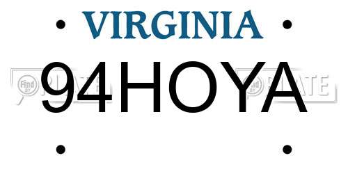 94HOYA Virginia License Plate
