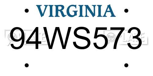 94WS573 Virginia License Plate