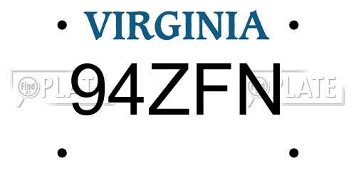 94ZFN Virginia License Plate